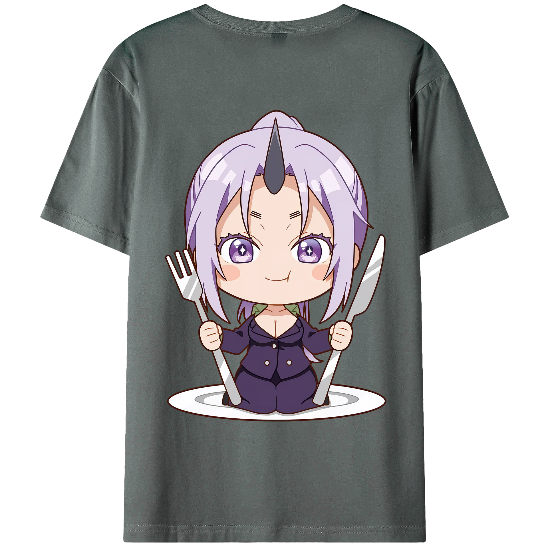 （画像用） 転スラ Regarding Reincarnated to Slime 綿100％ メンズ半袖Tシャツ（バックプリント） 通気性